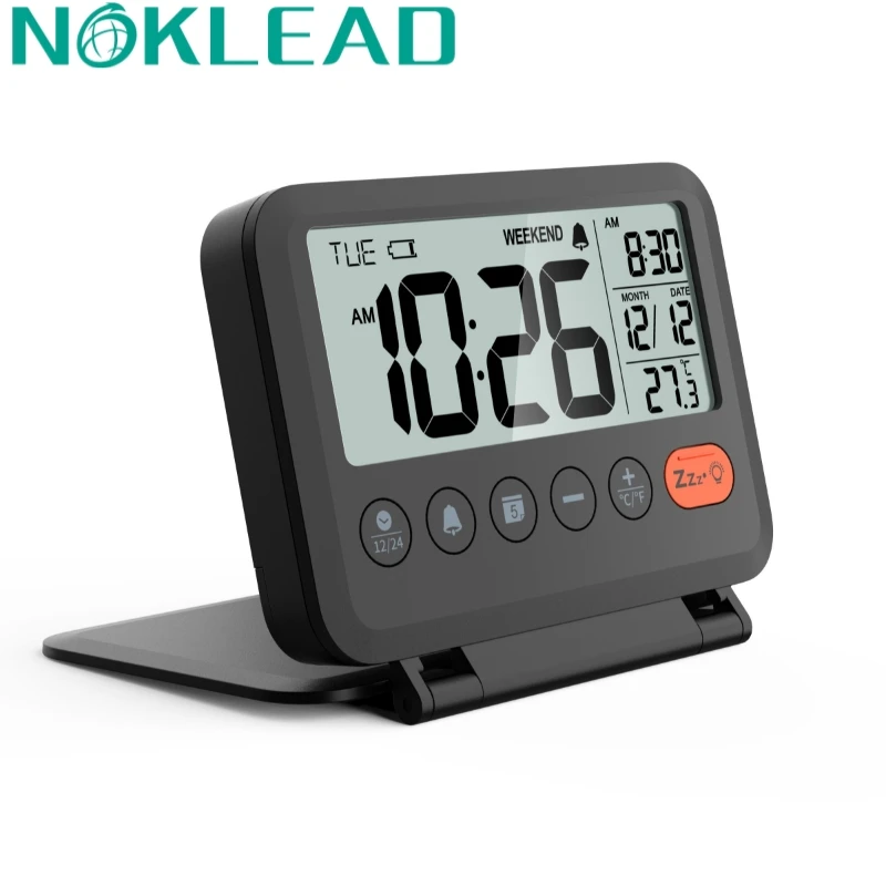 

NOKLEAD Mini Travel Clock Home Digital LCD Thermometer Fold Clock Traveling Alarm Clock Portable Desktop Digital Clock Wholesale