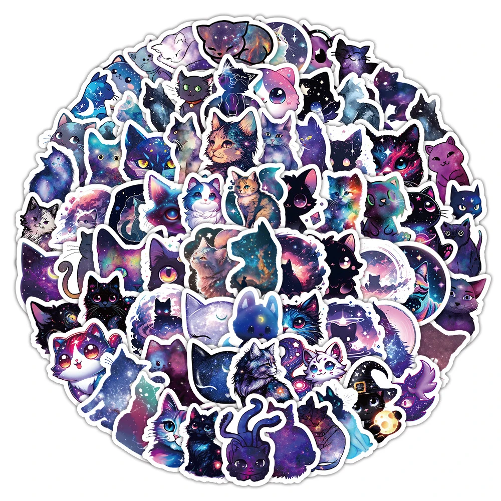 10/30/50/100 шт Мультфильм Звездное Небо Кошка Наклейки Милые Граффити Ноутбук