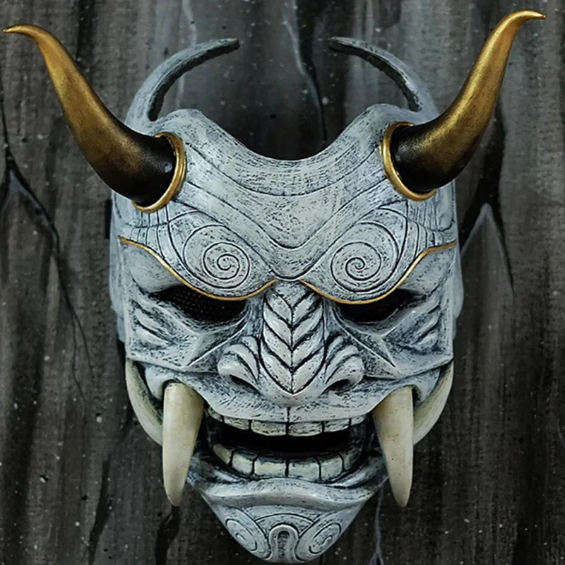 Фото Маска Hannya Demon Japanese Oni Samurai Noh Kabuki Red Prajna, латексные маски для взрослых унисекс, реквизит для косплея на Хэллоуин №2
