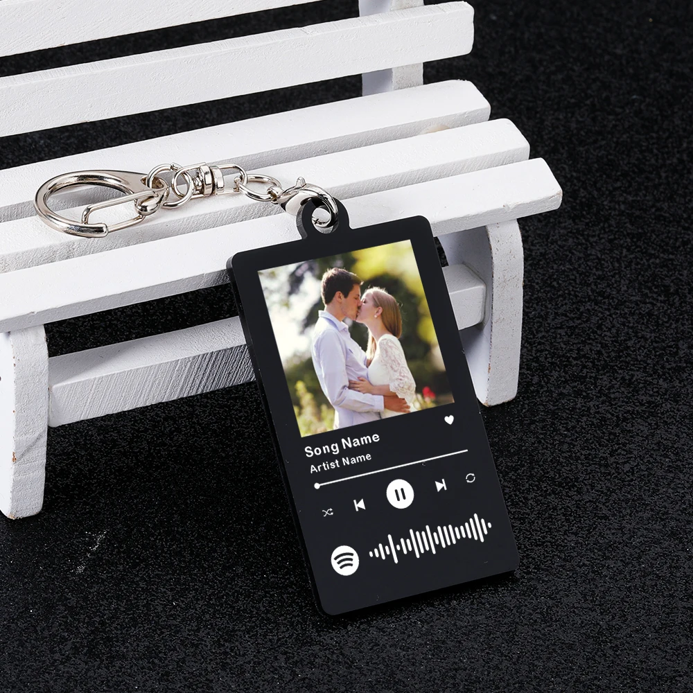 Custom Song Spotify Acrylic Keychain Personalized Photo Artist Music Album Code Cover Plaque Birthday Girlfriend Gift Keyring