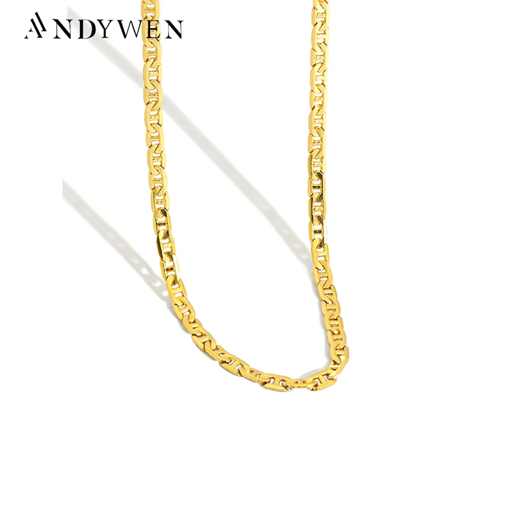 

ANDYWEN 925 Sterling Silver Gold Thick Chain Fashion Jewekry For Women Wedding Party Rock Punk Luxury Jewels Choker Necklace