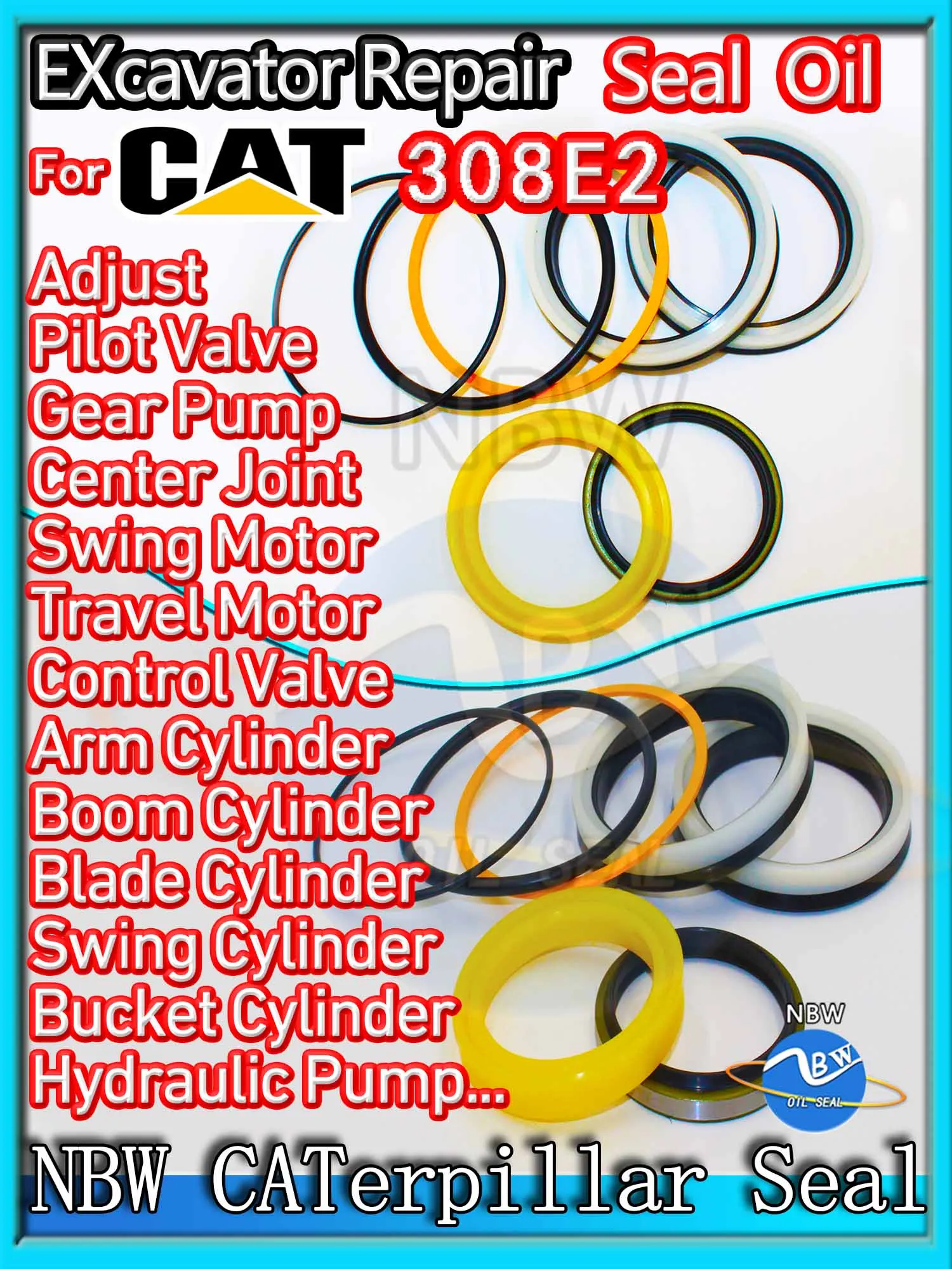

For Caterpillar 308E2 Excavator Oil Seal Kit High Quality Repair Cat BOOM ARM Bucket Hydraulic Pump Digger Clamshell Shovel Gear