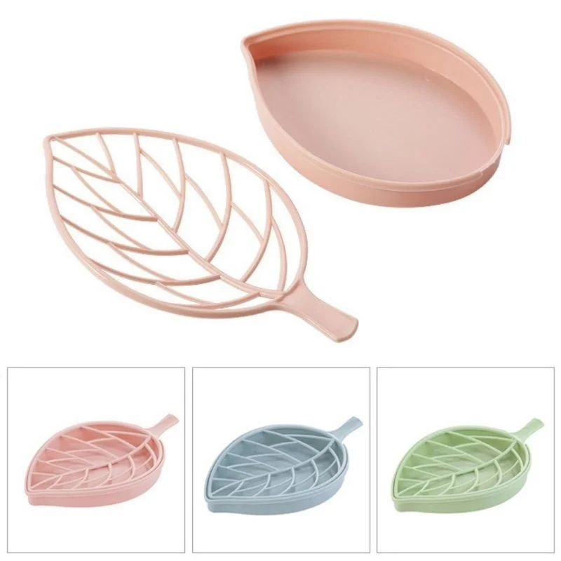 

Tray-Holder Soap-Box-Dish Draining-Rack Shower Household-Storage Leaf-Shape Bathroom Accessories