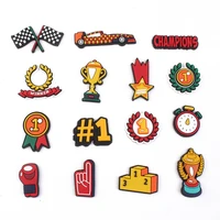 f1 racing series shoe buckle cartoon pvc soft silicone craft charms diy sneakers and slippers accessories kids x mas party gifts