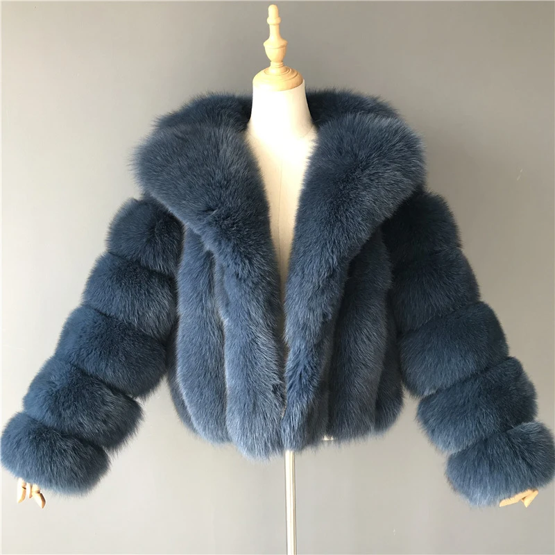 Mongolian Fur Coat Women Silver Fox Grey Faux Fur Jacket Thick Warm Fluffy Winter Outerwear Office Lady Artificial Fur Coats