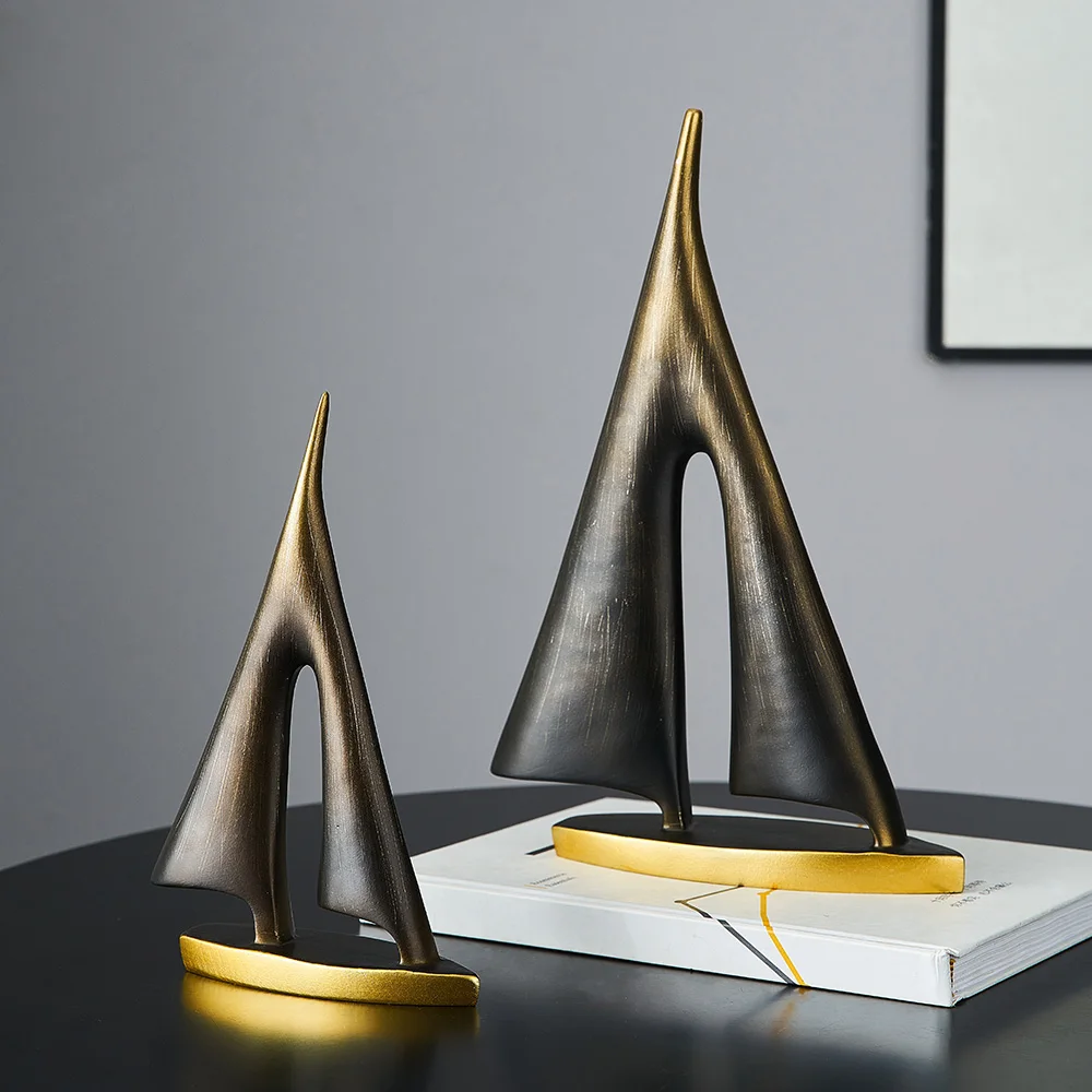 

Слитные статуи из смолы, аксессуары для украшения дома, модель парусника, украшение для гостиной, абстрактная скульптура, украшение для офи...