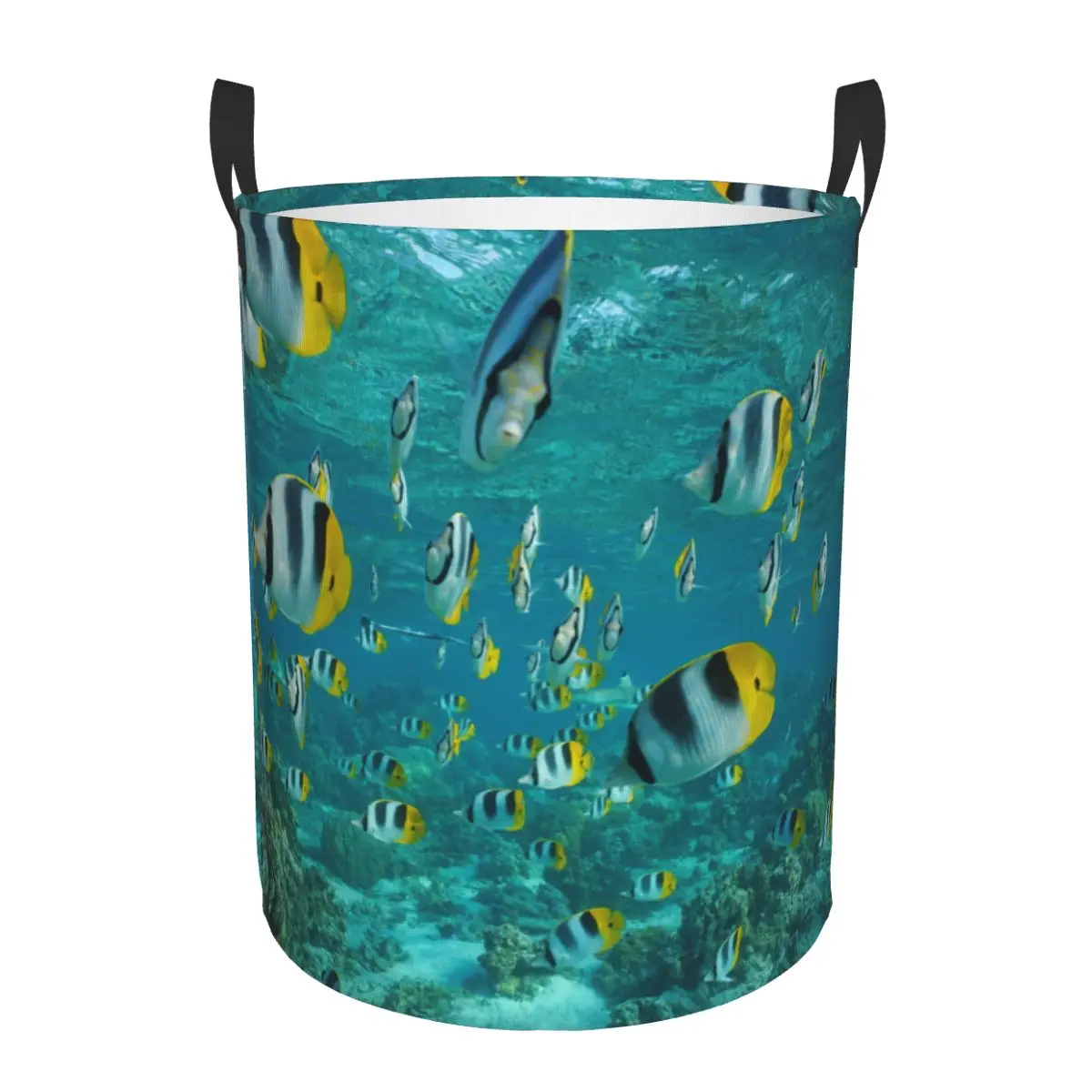 

Foldable Laundry Basket for Dirty Clothes Tropical Fish Pacific Butterflyfish In Water Storage Hamper Kids Baby Home Organizer