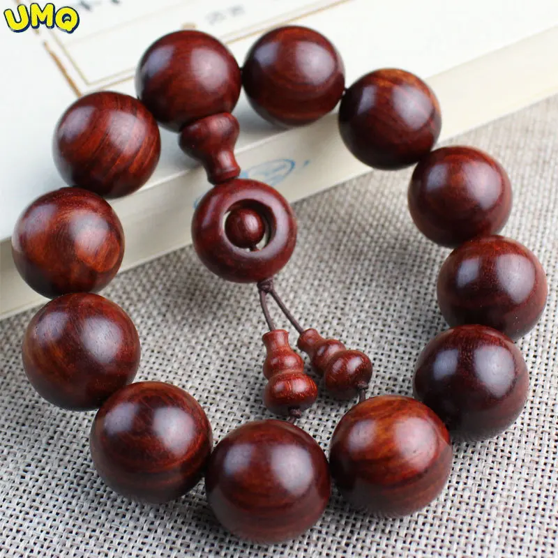 

Zambian Red Sandalwood Bracelet with Small Leaves, Buddhist Beads, Mahogany Cultural Bracelet, Live Broadcast Blood Sandalwood