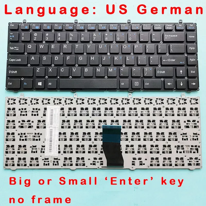 

German US keyboard for Clevo W840SU 6-80-W5470-010-1 MP-12R73US-430 6-80-W84A0-070-1 MP-12R76D0-4306