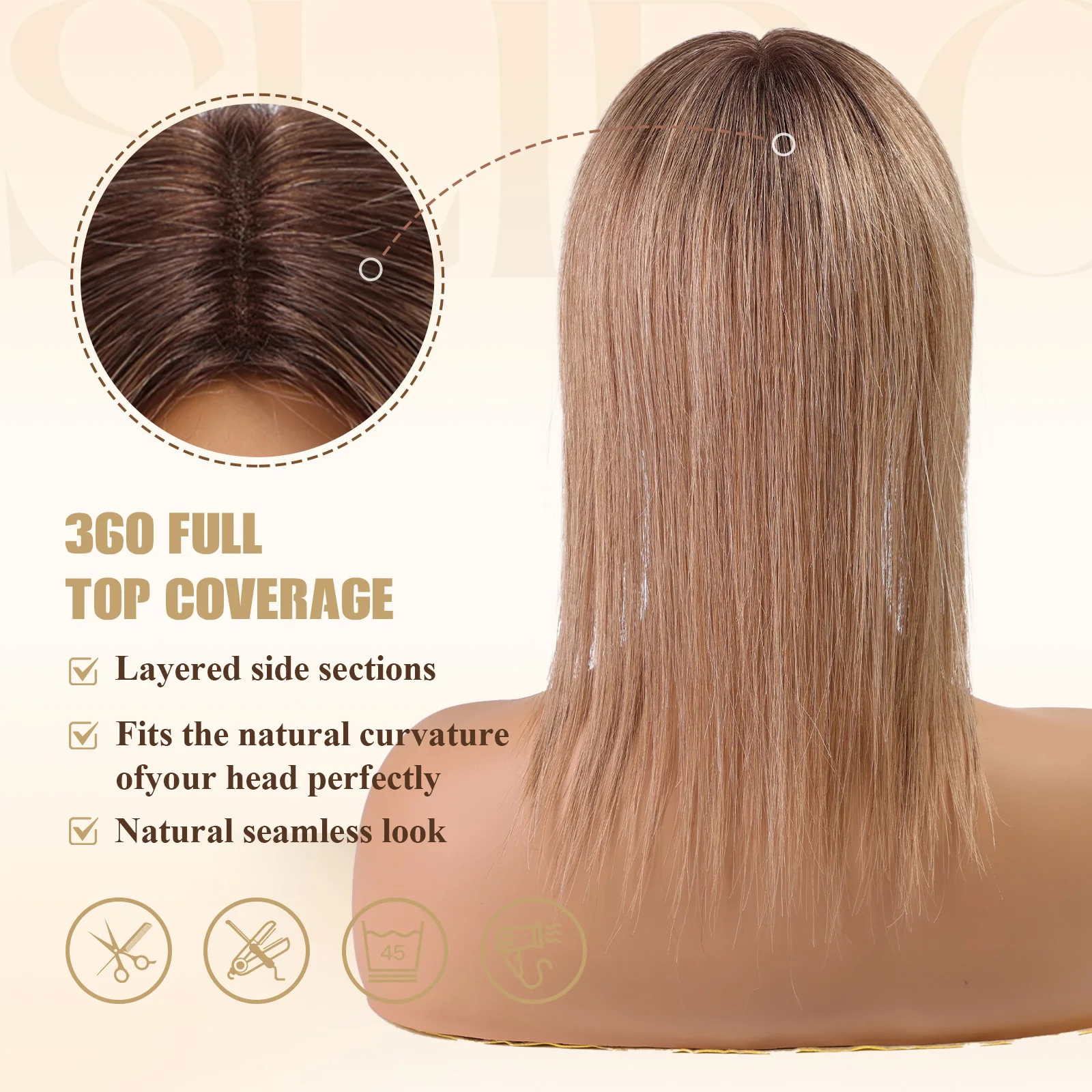 Искусственные коричневые Человеческие волосы Remy темные корни искусственные