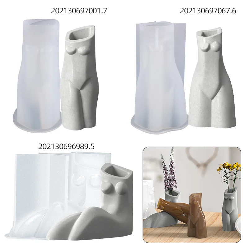 3D Women Body Vase Shape Silicone Mold Human Body Art Flower Pot Mould Ornament DIY Resin Clay Soap Mould Nordic Style Art Decor