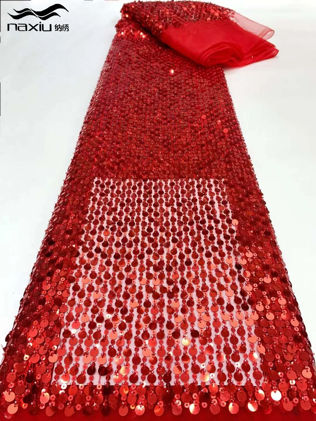 Плотная бисерная ткань Madison 5 ярдов новейшая красная африканская Роскошная