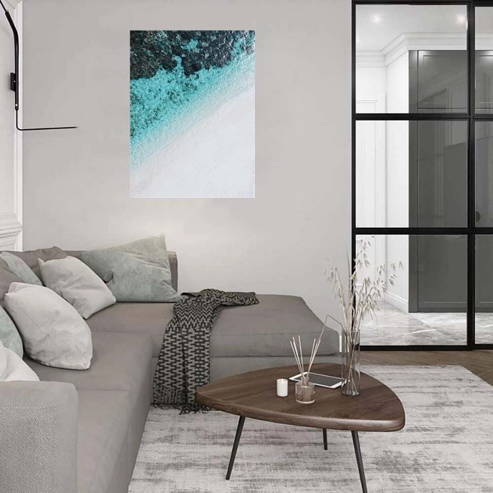 

Pink Sands Restaurant Kitchen Wall Decor Seascape Sea Picture for Living Room Office Wall Art Ocean Island Poster Print Artwork