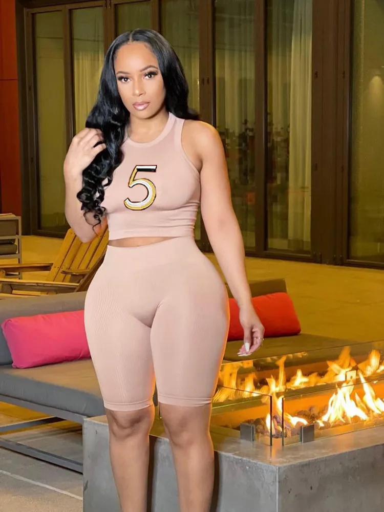 WLWXR летний повседневный комплект из 2 предметов Женский облегающий топ с принтом