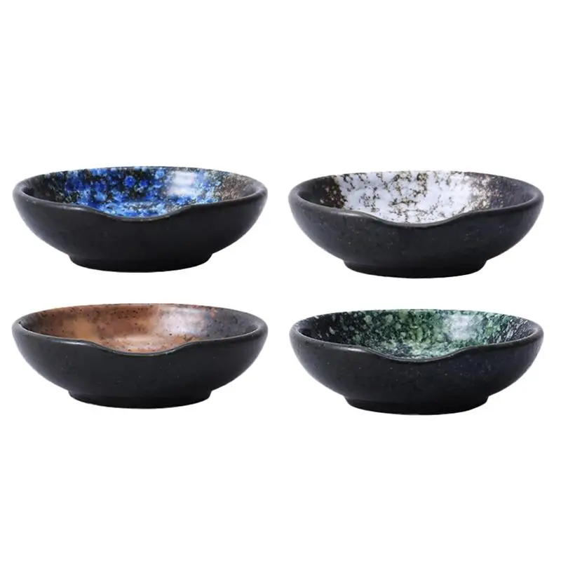 

4 pçs estilo japonês placas de imersão cerâmica molho vinagre saucer tempero pratos pratos de cerâmica japonesa (sortidas cor)