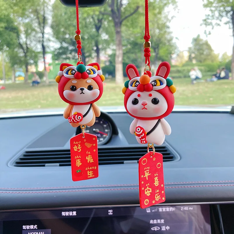 

Модный автомобильный кулон в виде льва в восточном стиле, аниме, Сиба, авто, благословение удачи, здоровье, украшение для зеркала заднего вида, подвеска, очаровательный Стайлинг автомобиля