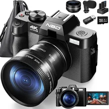 G-Anica 사진 및 비디오용 디지털 카메라, 4K 48MP 브이로그 카메라, 180 ° 플립 스크린, 16X 디지털 줌