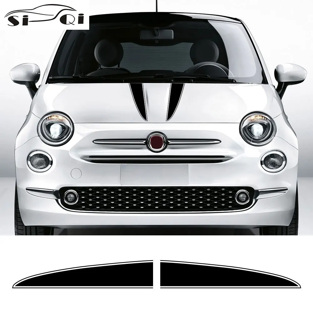 

2Pcs Car Hood Bonnet Stickers For Fiat 500 Auto DIY Stripes Styling Decoration Tuning Accessories Vinyl Film Decals