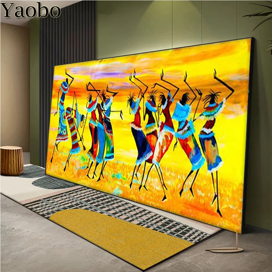 

5D «сделай сам», алмазная живопись, абстрактная Африканская женщина, искусство, родовой танец, полная Алмазная мозаика, вышивка крестиком, набор Стразы