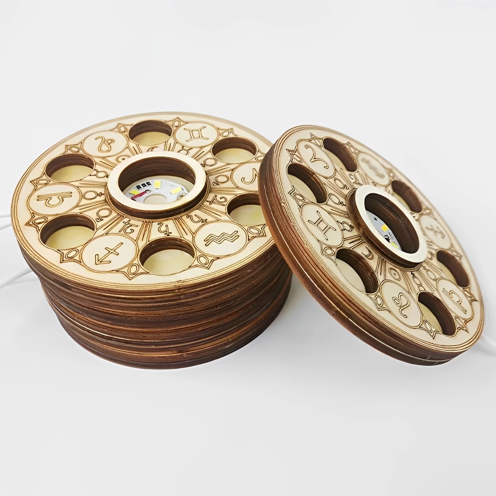 

Wooden Night Light Base Round Shaped Crystal Crafts Display Stand Accessories