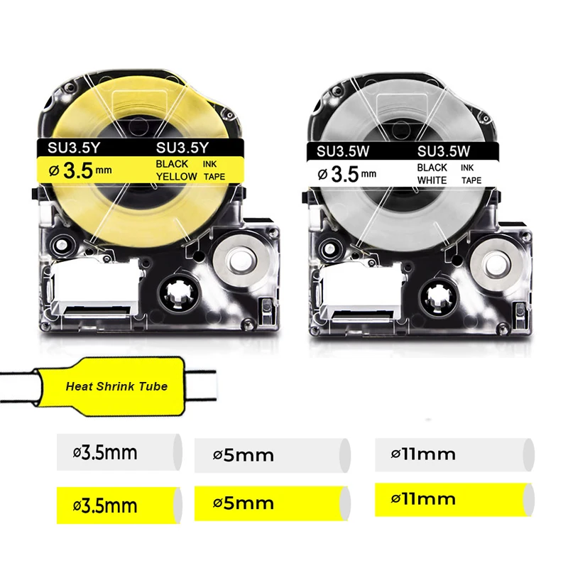 

Термоусадочная лампа 3,5/5/7/11 мм, SU5S, SU3Y, SU3W, совместимая с этикеткой Epson, для принтера Epson LW400, LW500, LW600