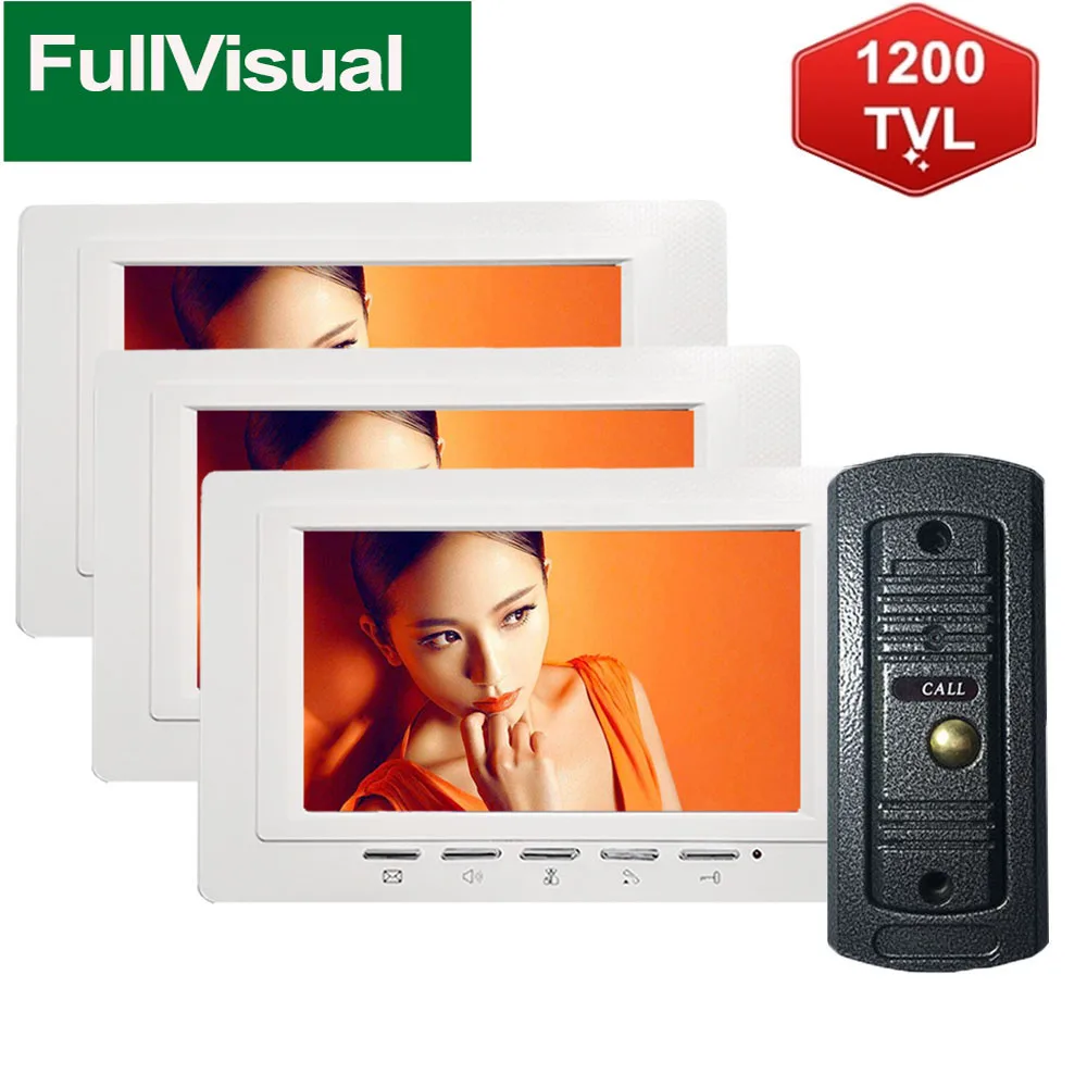 Fullvisual 7 Inch Video Intercom Doorbell System for Home Door Phone Talk Multiple IR Camera for Home Villa Building Wired