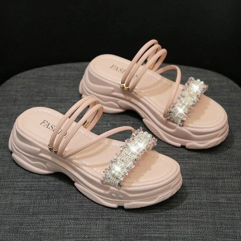 

Heightening Sandals 2022 Summer New All-match Thick-soled Sponge Cake Fairy Wind Two-wear Casual Fashion Women's Shoes