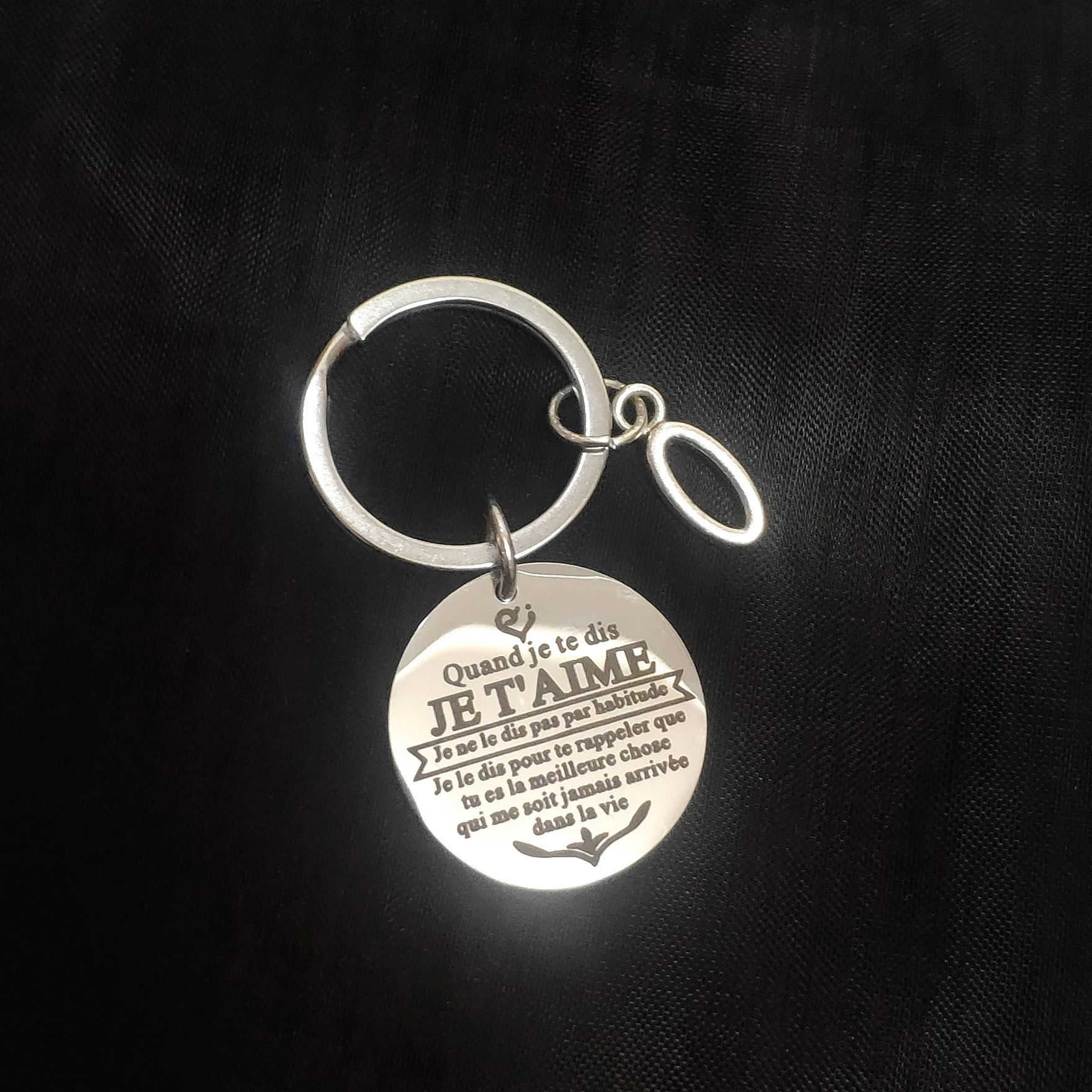 

Couple Gift Birthday Best Friend Stainless Steel Ornaments Quand Je Te Dis JE T'AIME Car Keys Keychain Keyring Personality