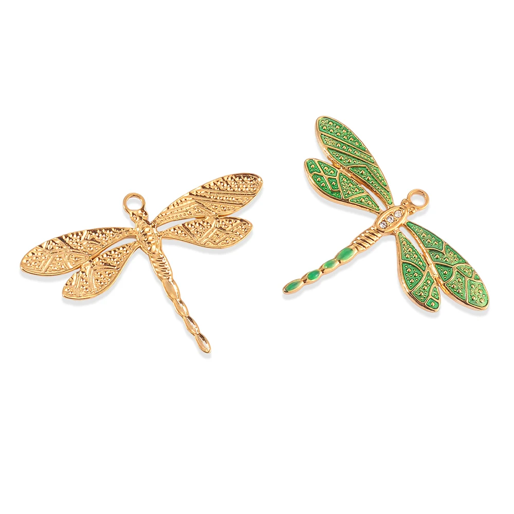 3pcs Stainless Steel Dragonfly Enamel Connector Charm Pendant For Jewelry Cute Necklace Bracelet Accessories DIY Findings