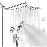 five function one button water stop pressurization handheld shower head 8 inch stainless steel top spray shower arm shower set