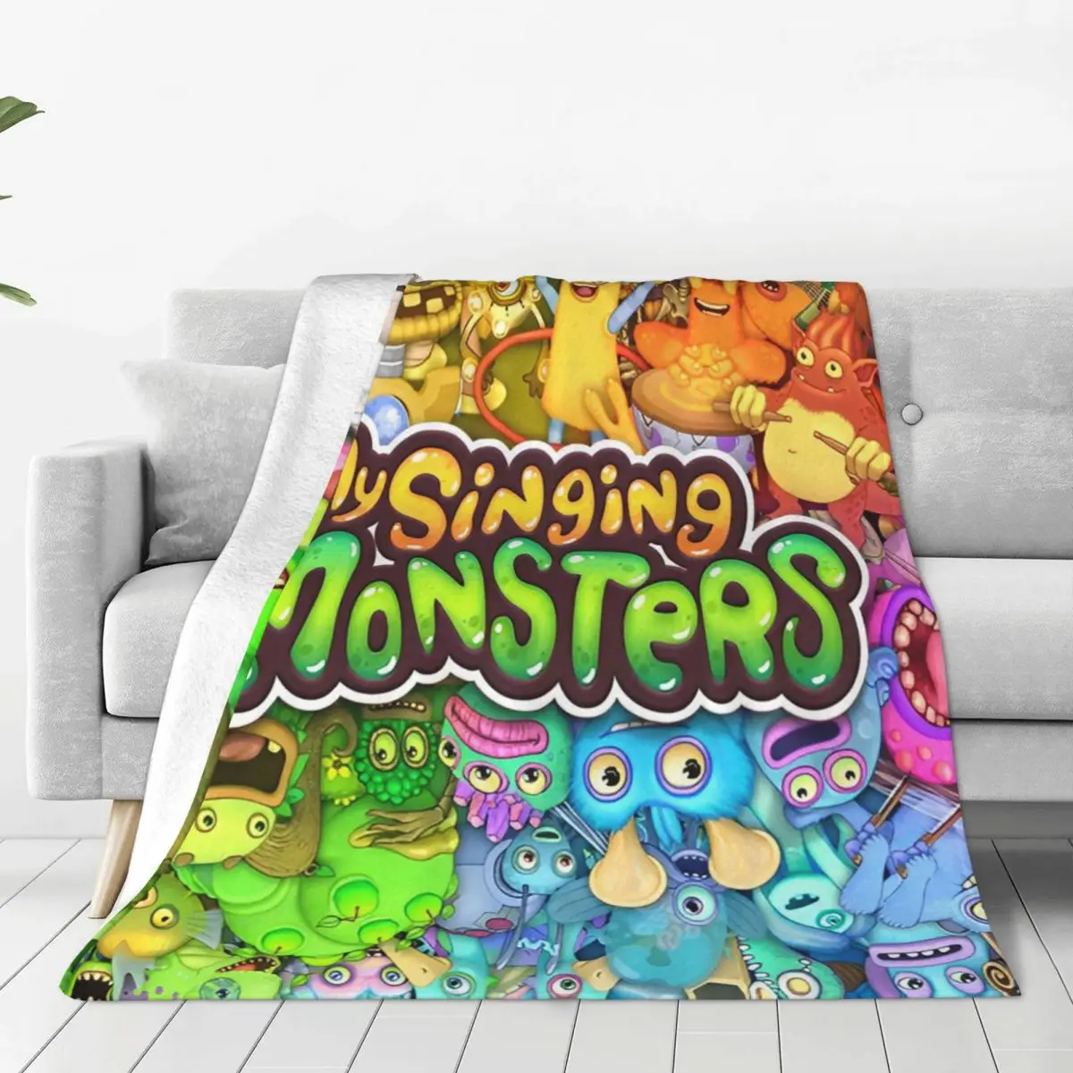 Одеяло с героями мультфильмов Мои поющие монстры флисовое всесезонное