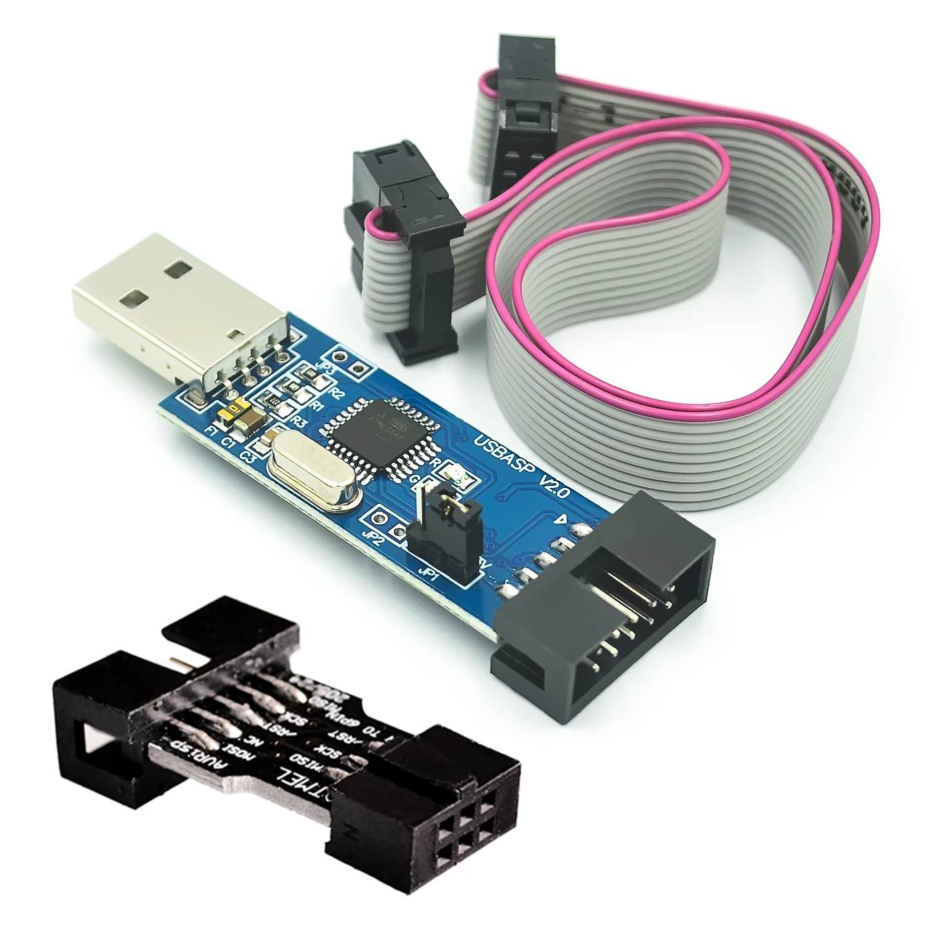 Программатор usbisp. Atmega128 usbasp. контактные платы. прищепка для программатора.