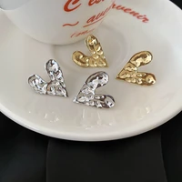 heart stud earrings metal womens earrings fashion simple metal stud earrings korean folds chic earrings 2022 trend accessories