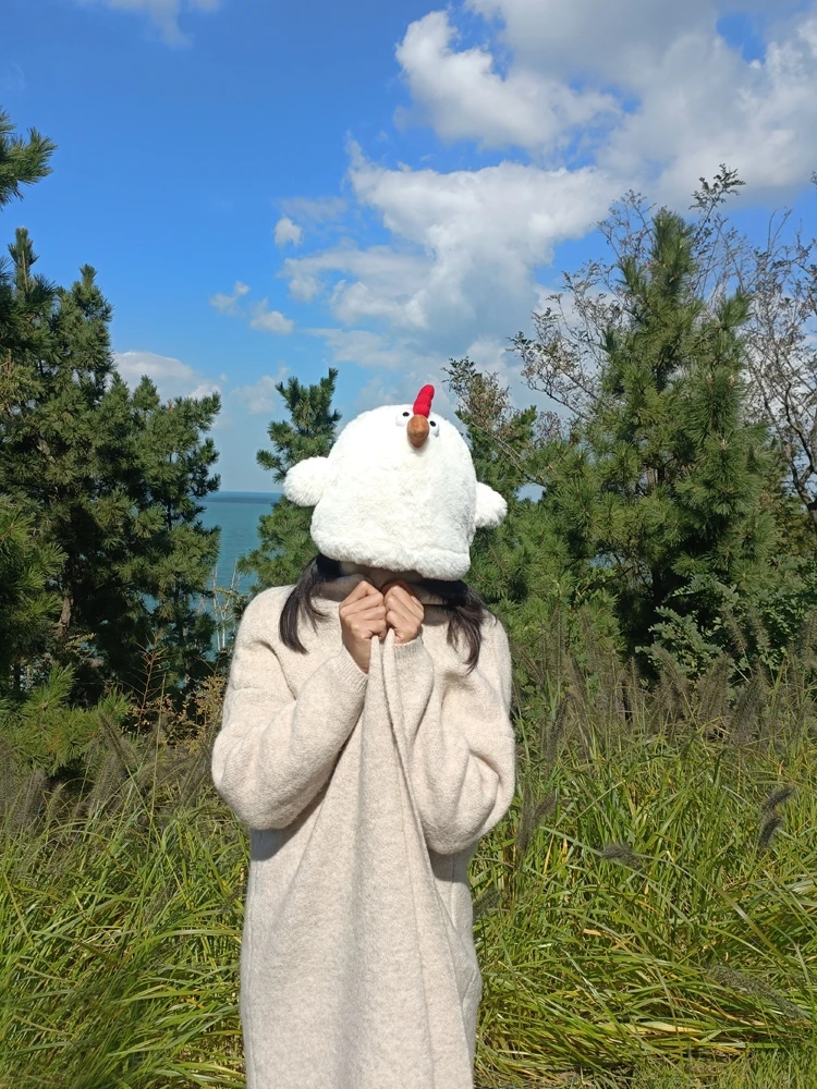 Милая персональная забавная куриная шапка утолщенная плюшевая высокой