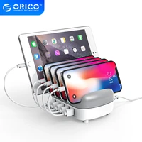 orico 5 ports usb charger station docking with holder 40w 5v2 4a charging free usb cable for iphone samsung xiaomi pc tablet