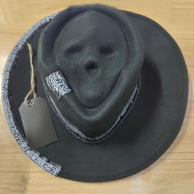 

Y1UB Halloween Skull Cowboy Hat Spooky and Stylish Headwear Ornament for Halloween Party Background Household Celebrations