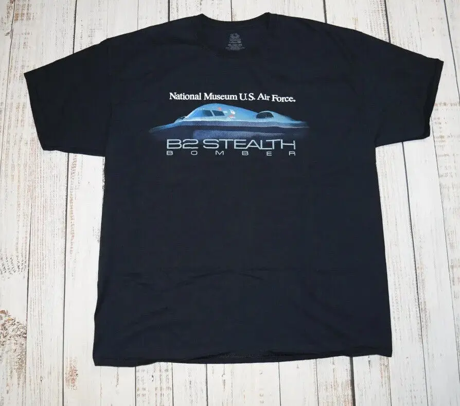 Музей ВВС США B-2 Футболка с рисунком Stealth Bomber Повседневная рубашка из 100% хлопка