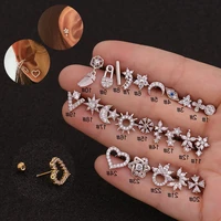 1piece piercing stud earrings for women screw trend jewelry diameter 1 2mm moon star dreamcatcher lip zircon stud earrings
