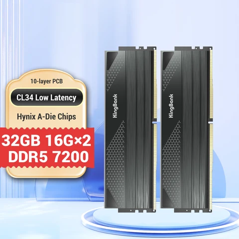 KingBank DDR5 7200 МГц 16 Гб x2 32 ГБ настольный модуль памяти Hynix A-die двухканальный потрясающий Настольный ОЗУ