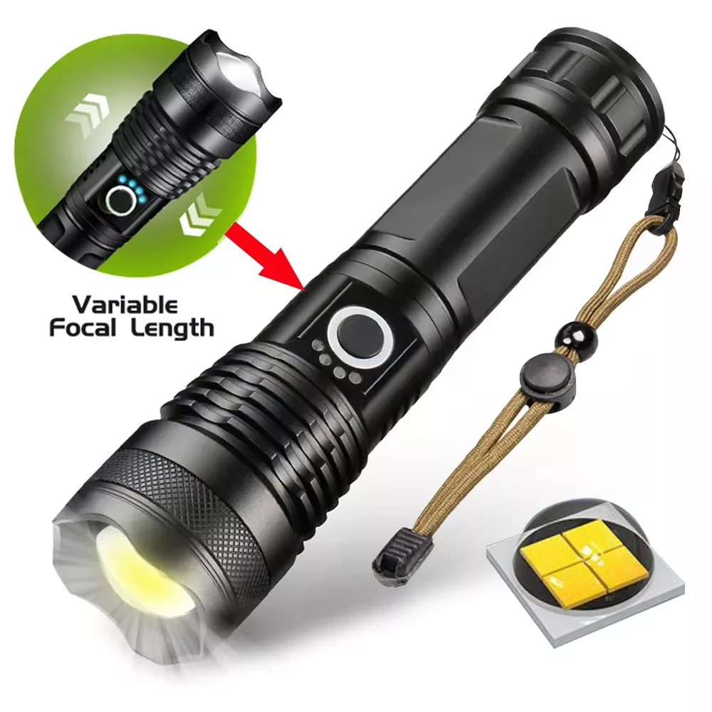 

Brightest XHP90 Rechargeable Led Flashlight 4 Core Torch Zoom Usb Hand Lantern For Fish Camping, Outdoor&Emergency Use ﻿