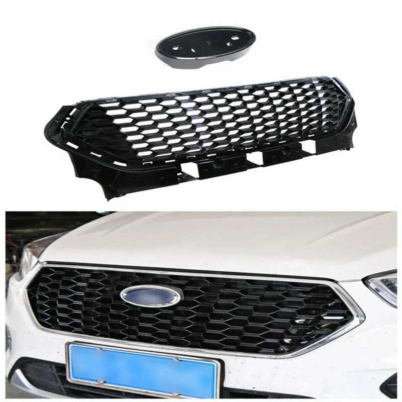 Для Ford Escape Kuga 2017 2018 2019 глянцевая черная сотовая решетка из АБС-пластика маска