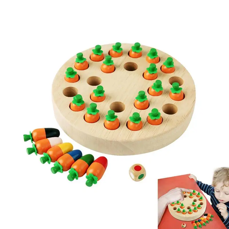

Wooden Memory Chess Mushroom Radish Shaped Memory Chess Toy For Kids Baby Educational Color Cognitive Ability Family Party Toys