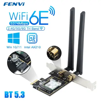 5374Mbps WiFi 6E Intel AX210 2.4G/5G/6Ghz PCIE Wireless WiFi Adapter Bluetooth 5.3 802.11AX WiFi6 Network Wi-Fi Card PC Win10/11 1