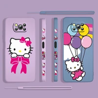 cartoon hello kitty anime for xiaomi poco x3 nfc f3 gt m4 m3 m2 pro c3 x2 11 ultra silicone liquid left rope phone case fundas
