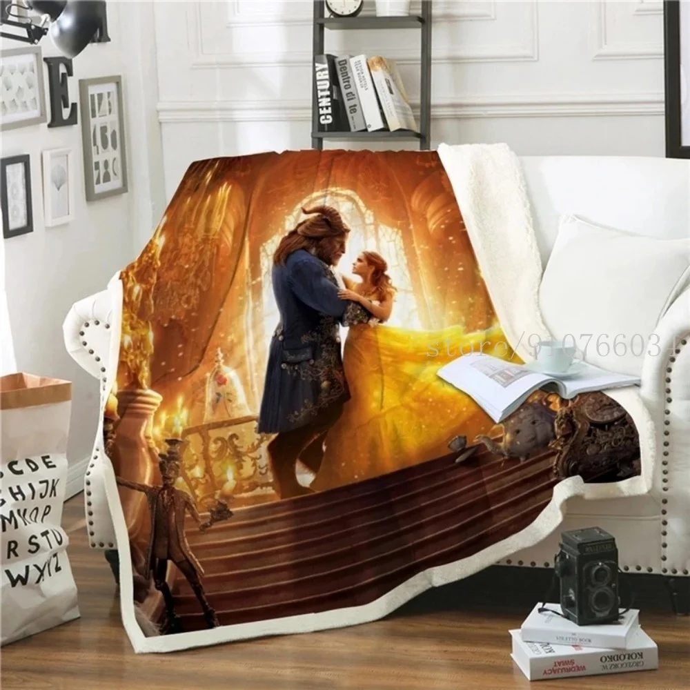 

Disney Princess Beauty And The Beast Blankets Plush Blanket Throw For Sofa Bed Cover Single Twin Bedding Baby Girls Kids Gift
