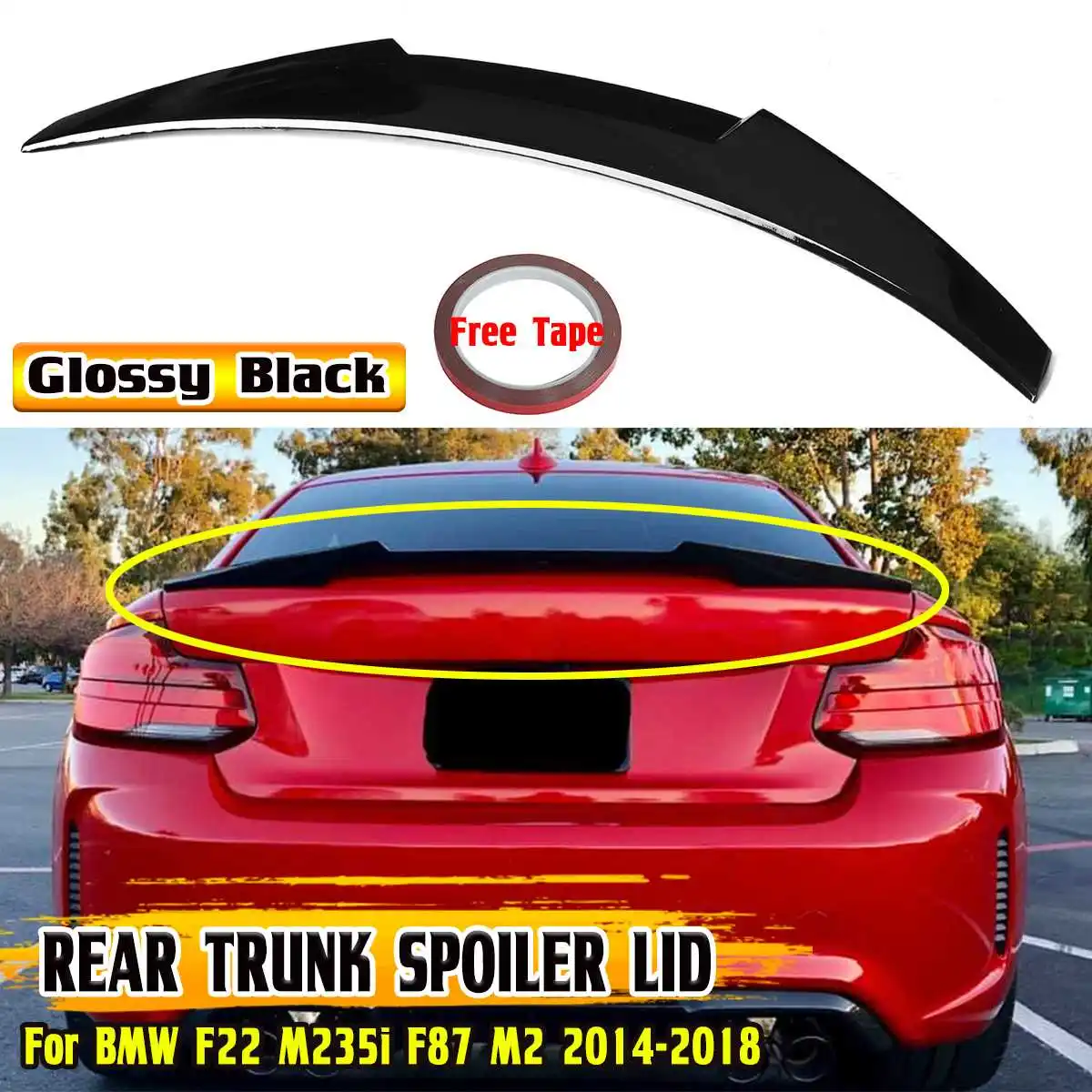 

High Quality M235i Car Rear Trunk Boot Lip Spoiler Wing Lip For BMW F22 M235i F87 M2 2014-2018 Rear Roof Lip Spoiler & Wings