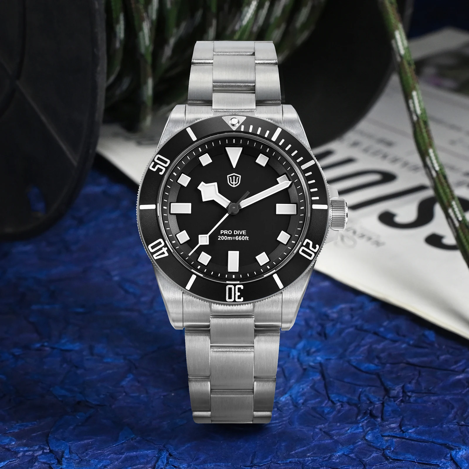 Фото Watchdives WD1969 Pro Watch VH31 Sweep Seconds Часы из нержавеющей стали с кварцевым механизмом Сапфировые водонепроницаемые наручные часы 200 м №3