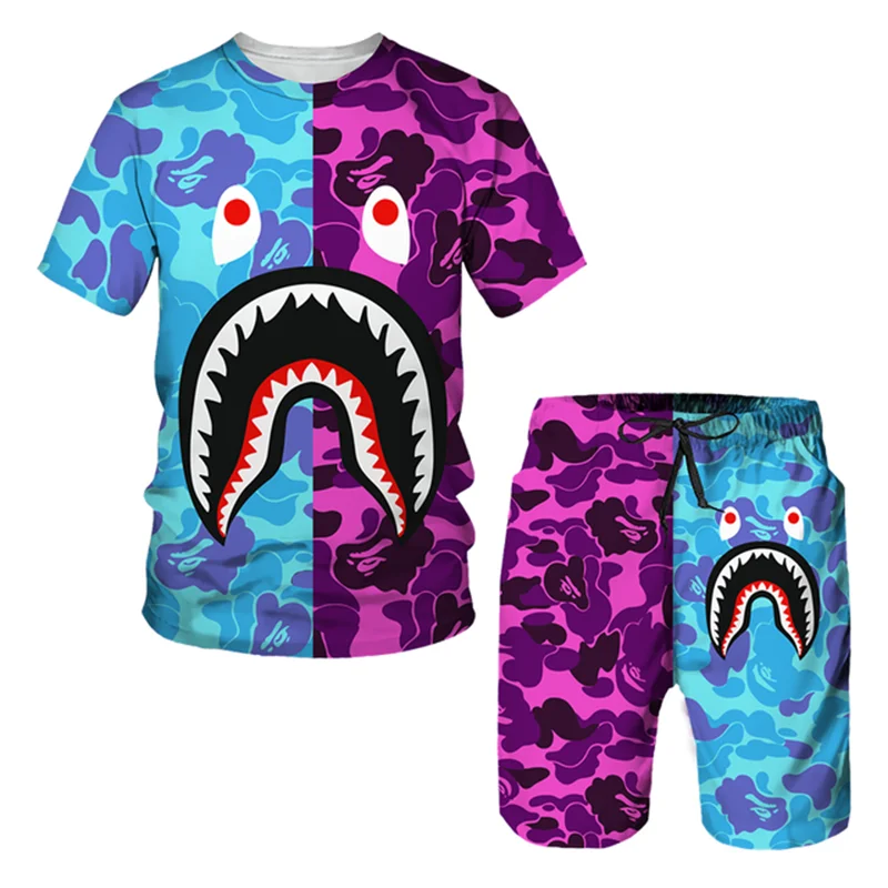 Мужской спортивный костюм одежда хип-хоп футболки шорты комплекты из двух