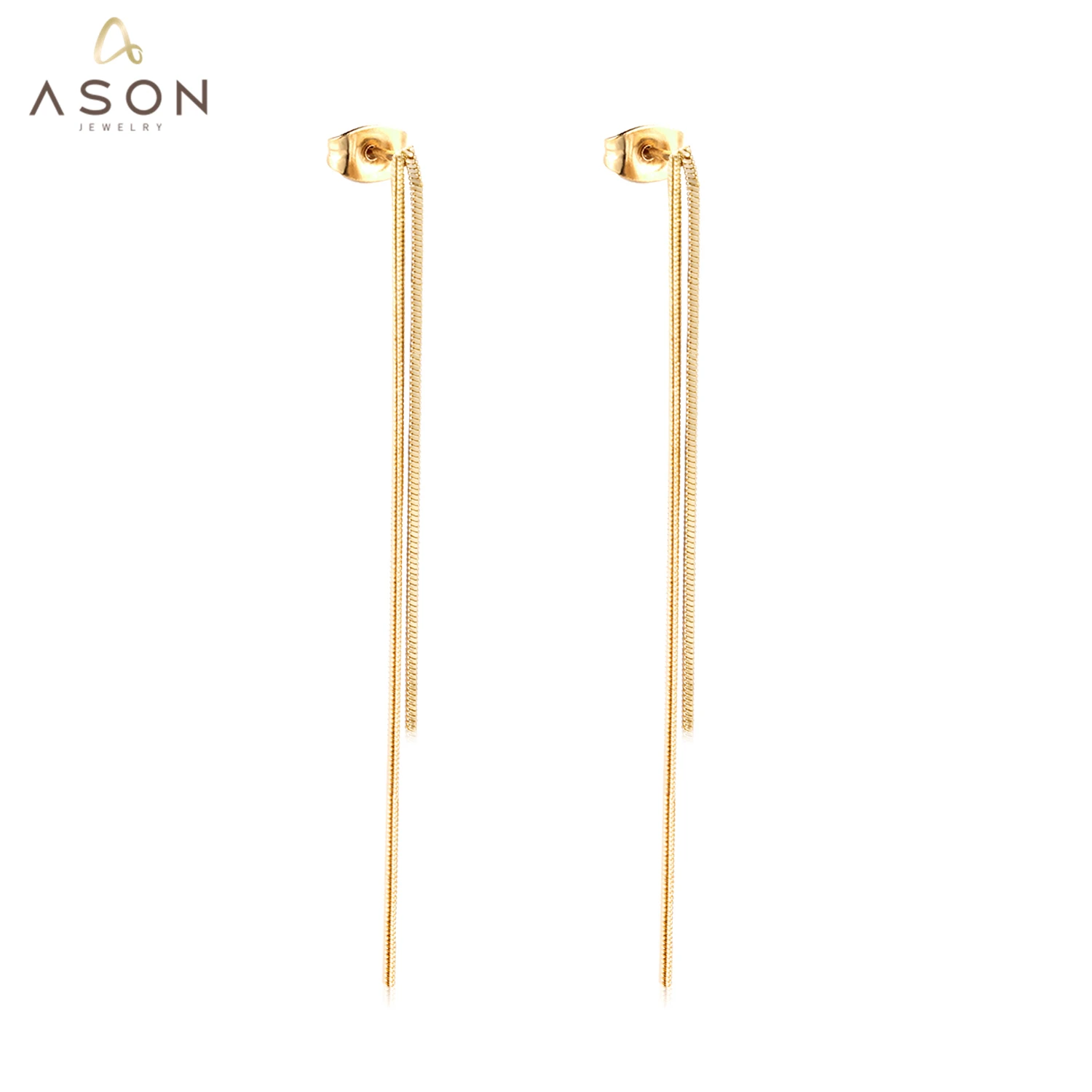 

ASONSTEEL Gold Color Simple Long Tassel Earrings 316L Stainless Steel Stud Earrings for Women Fashion Jewelry Party Gift