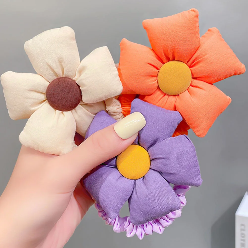 

Sweet Girls Cute Colorful Cotton Big Flower Elastic Hair Bands Children Hair Decorate Headband Hair Tie Lovely Hair Accessories